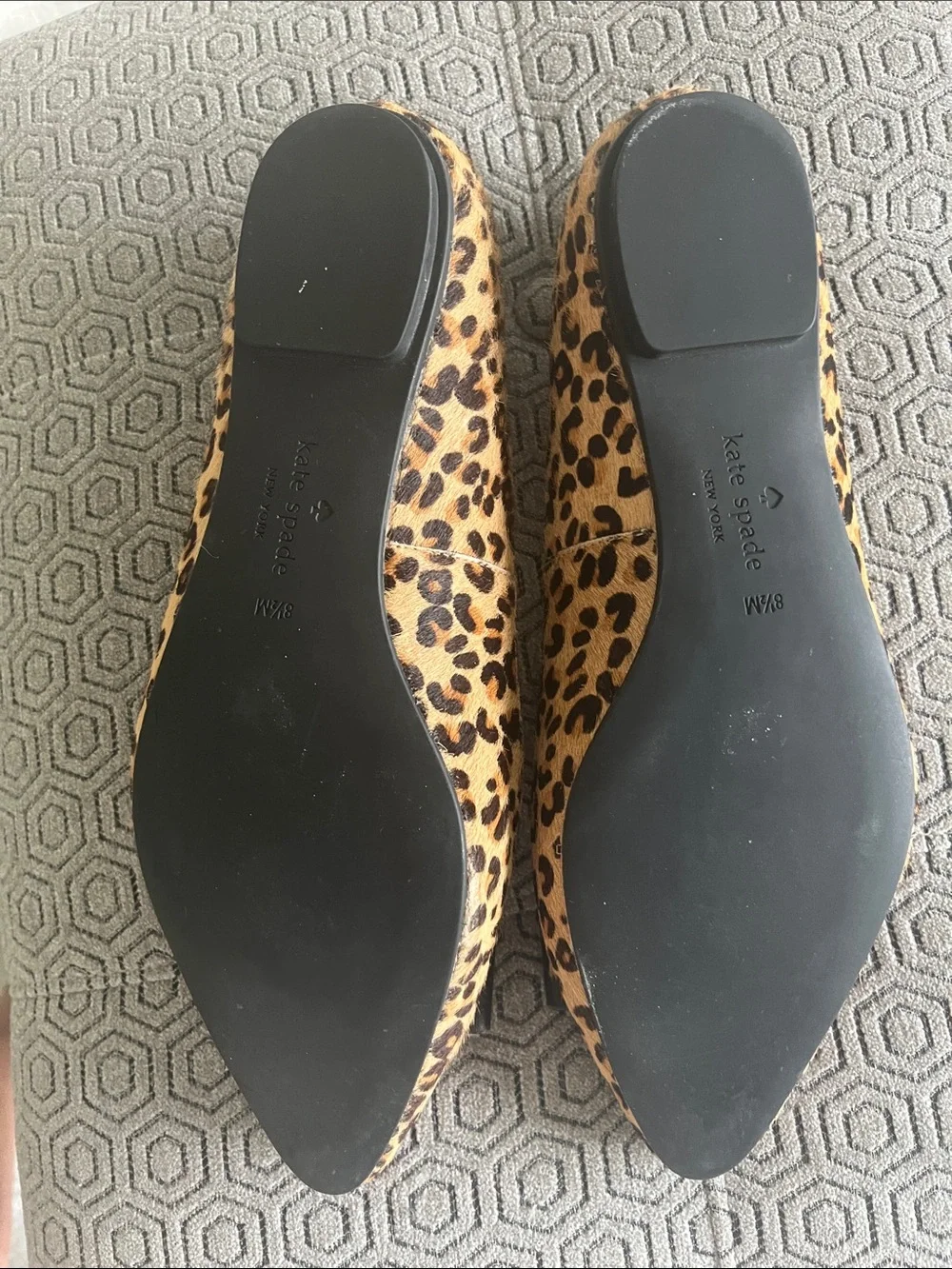kate spade Leopard Print Pointed-Toe Flats with Black Bow and Gold Accent